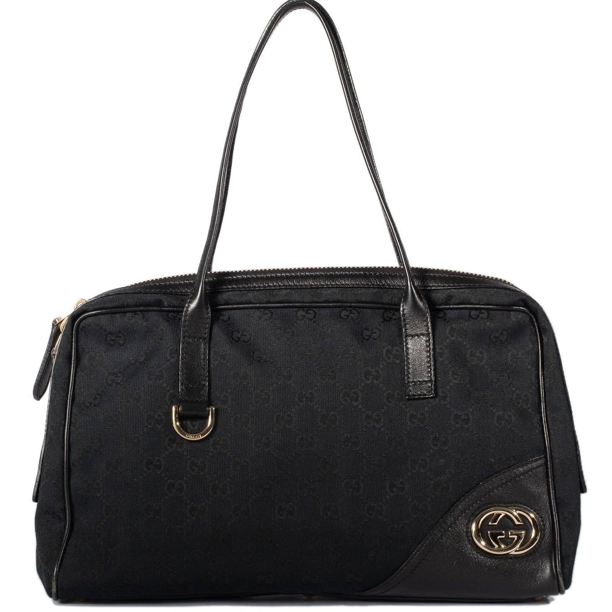 Gucci Black GG Canvas Britt Bag