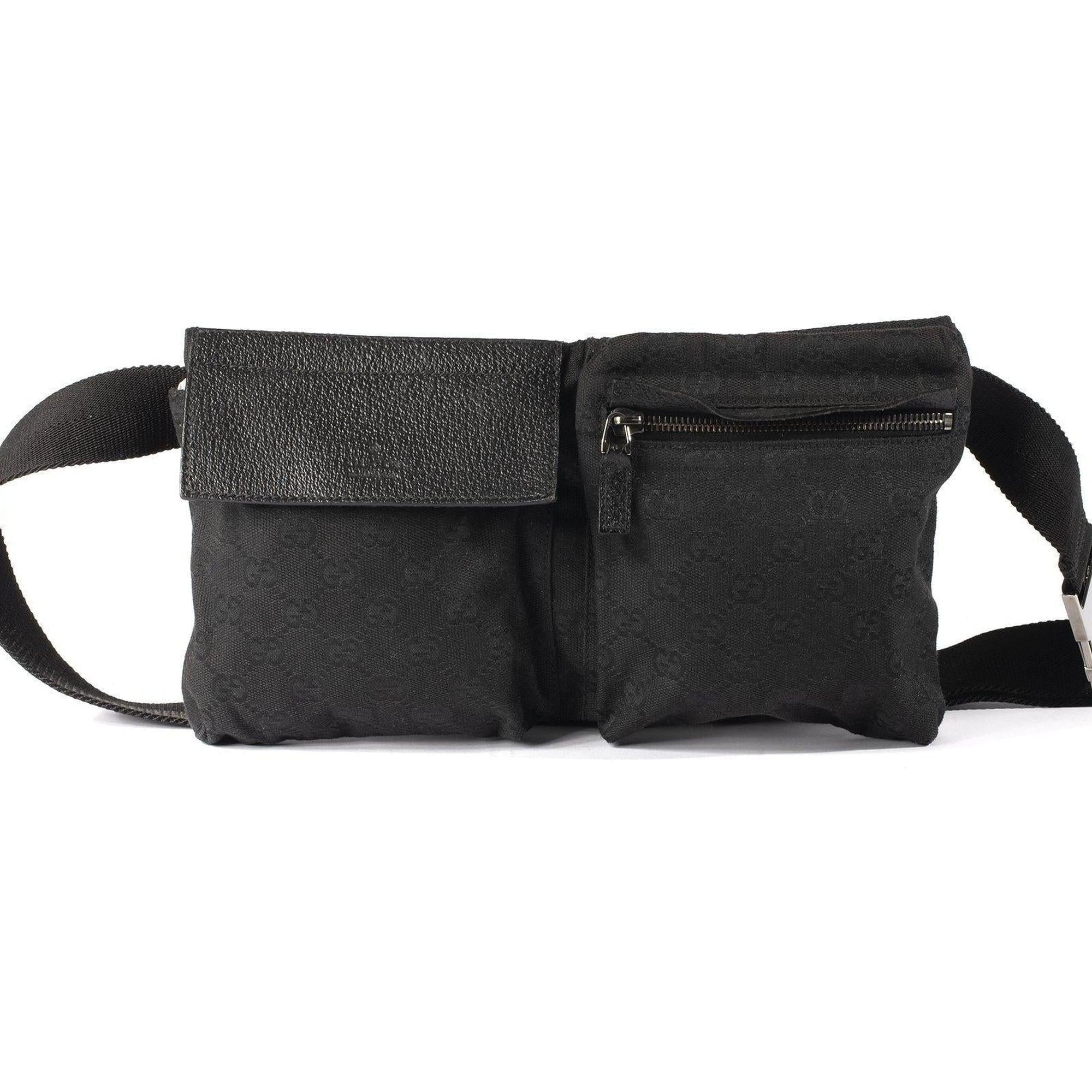 Gucci Black GG Canvas Waist Bag