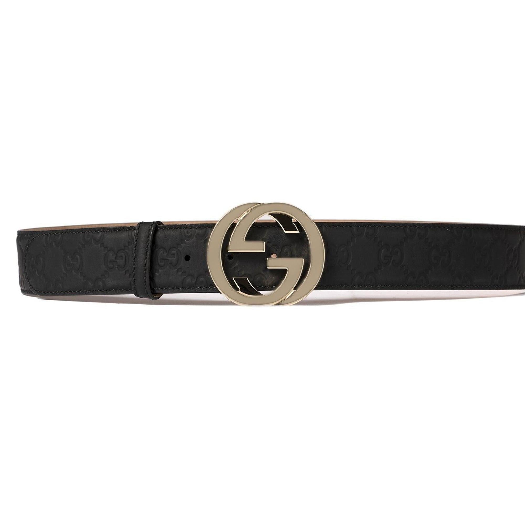 Gucci Black Leather Signature Belt