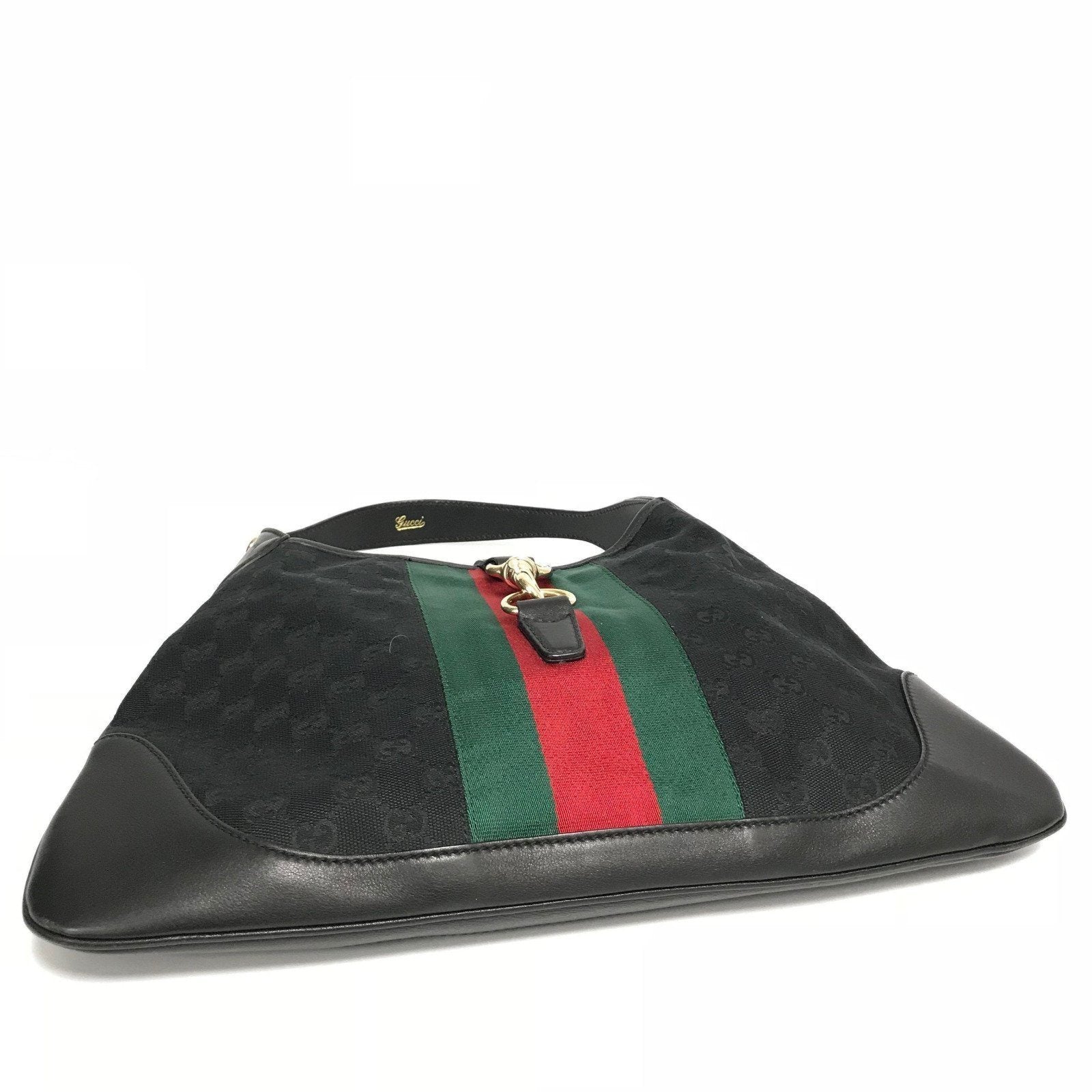 Gucci Black Monogram Web Jackie O Hobo Bag