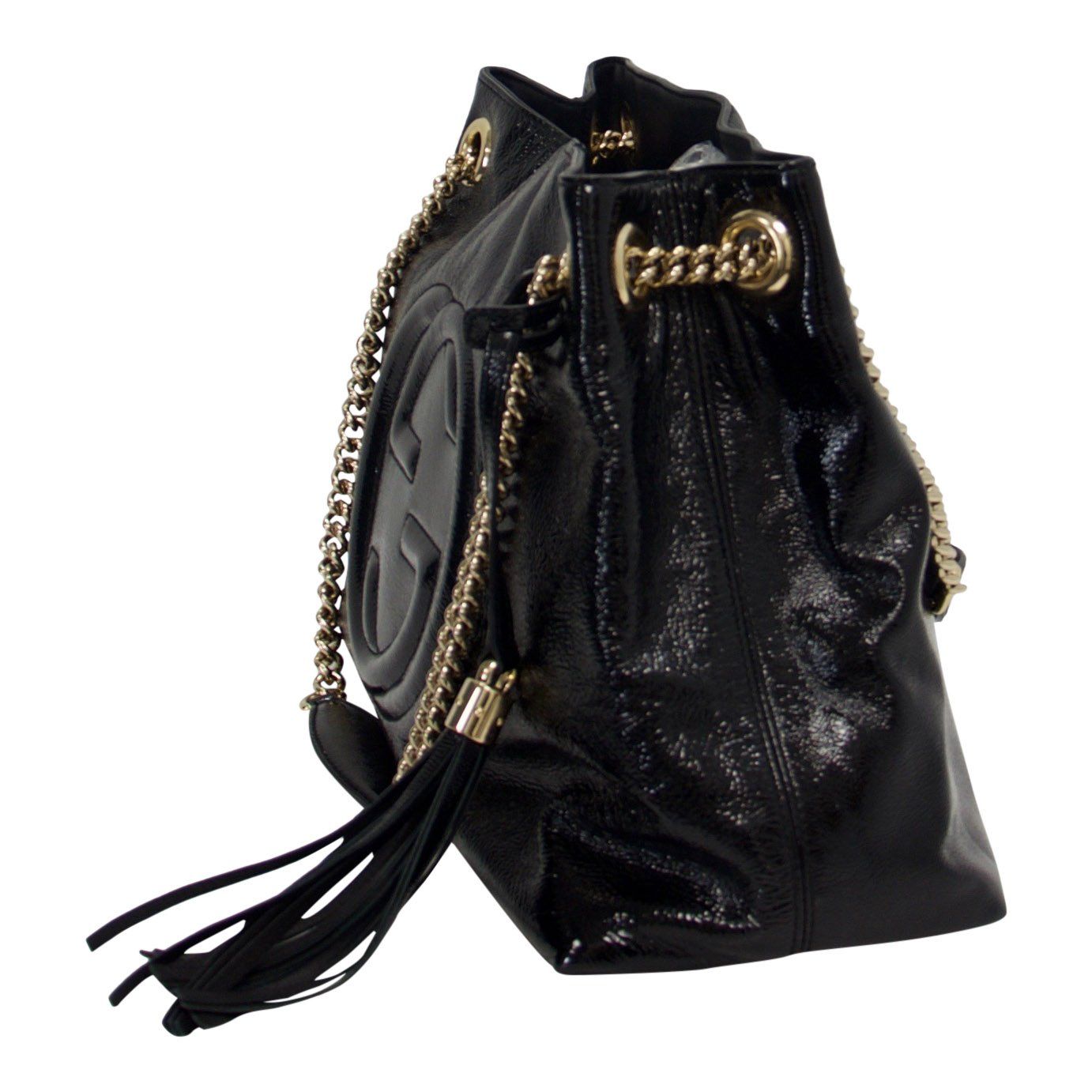 Gucci Black Patent Medium Soho Chain Shoulder Bag