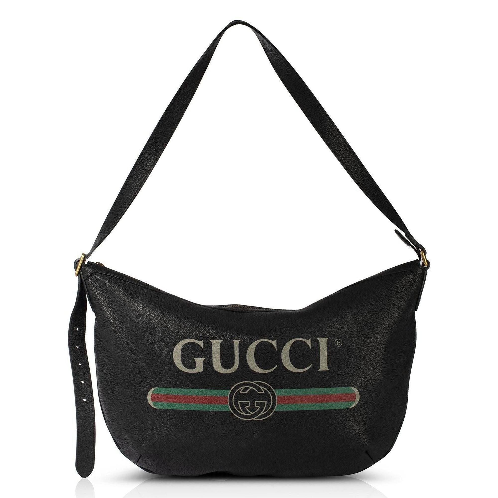 Gucci Print Large Half-Moon Hobo