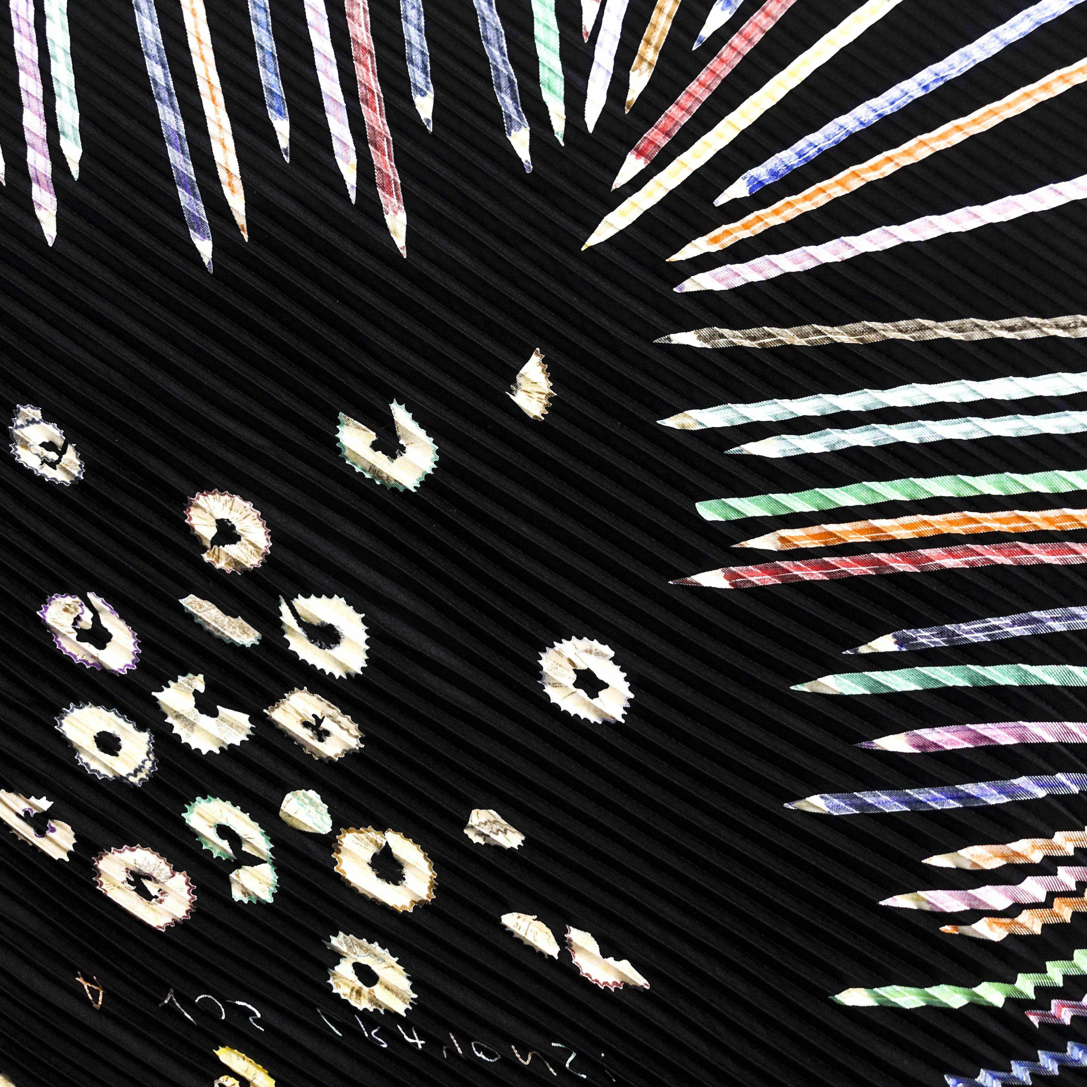 Hermes "A Vos Crayons" Pleated Silk Scarf