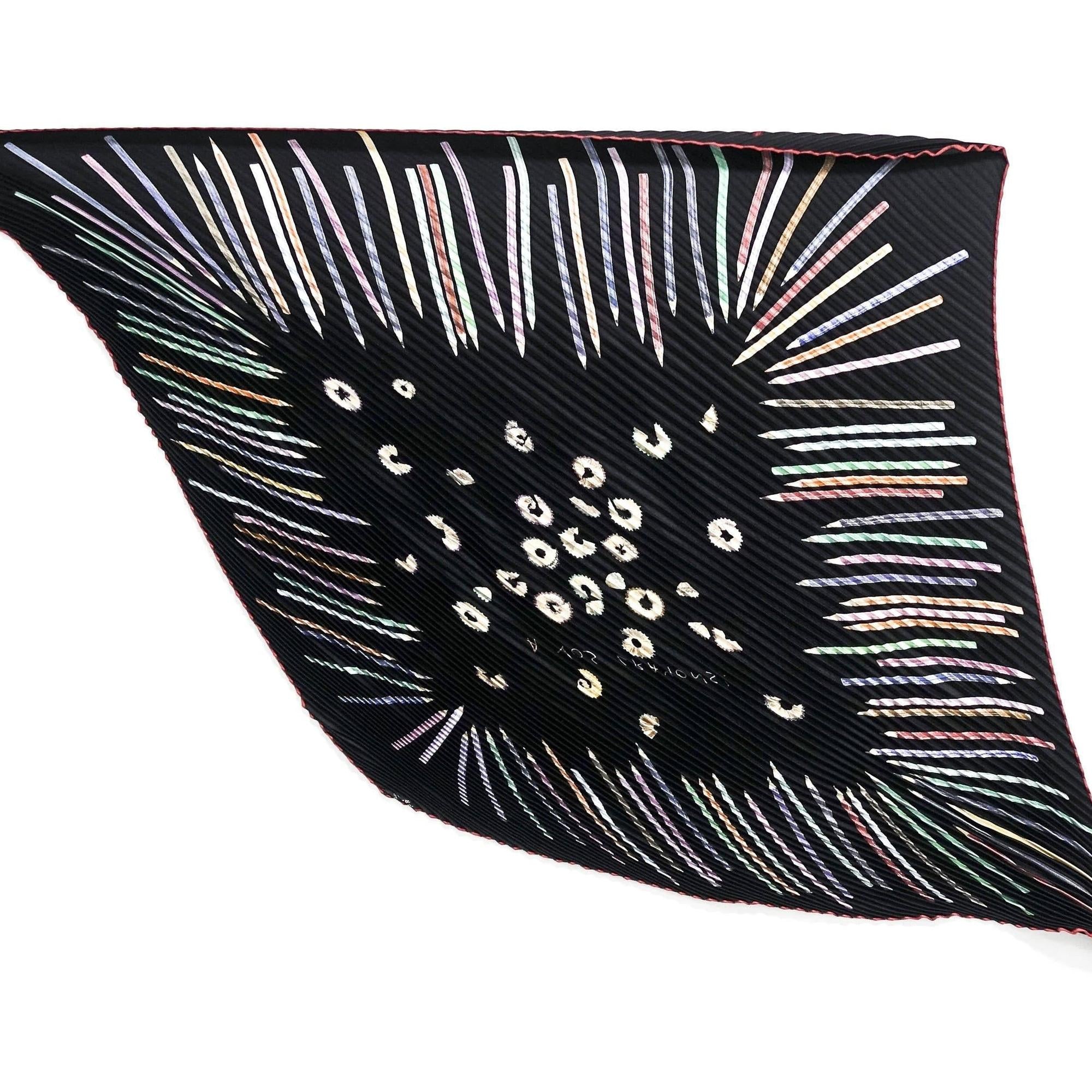 Hermes "A Vos Crayons" Pleated Silk Scarf