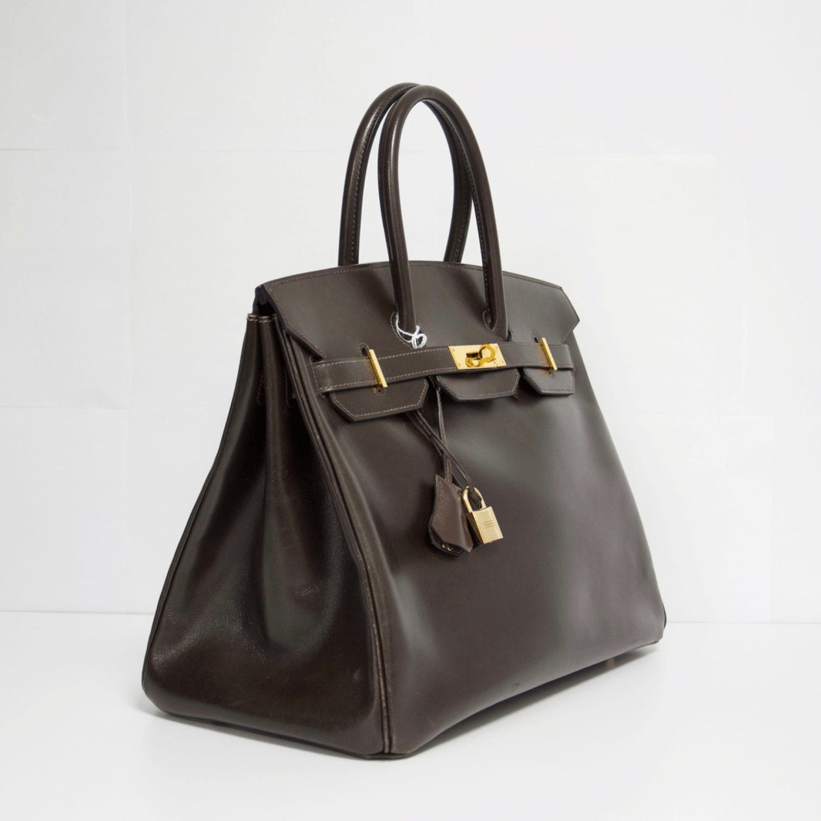 Hermes Chocolate Brown Box Leather Birkin 35