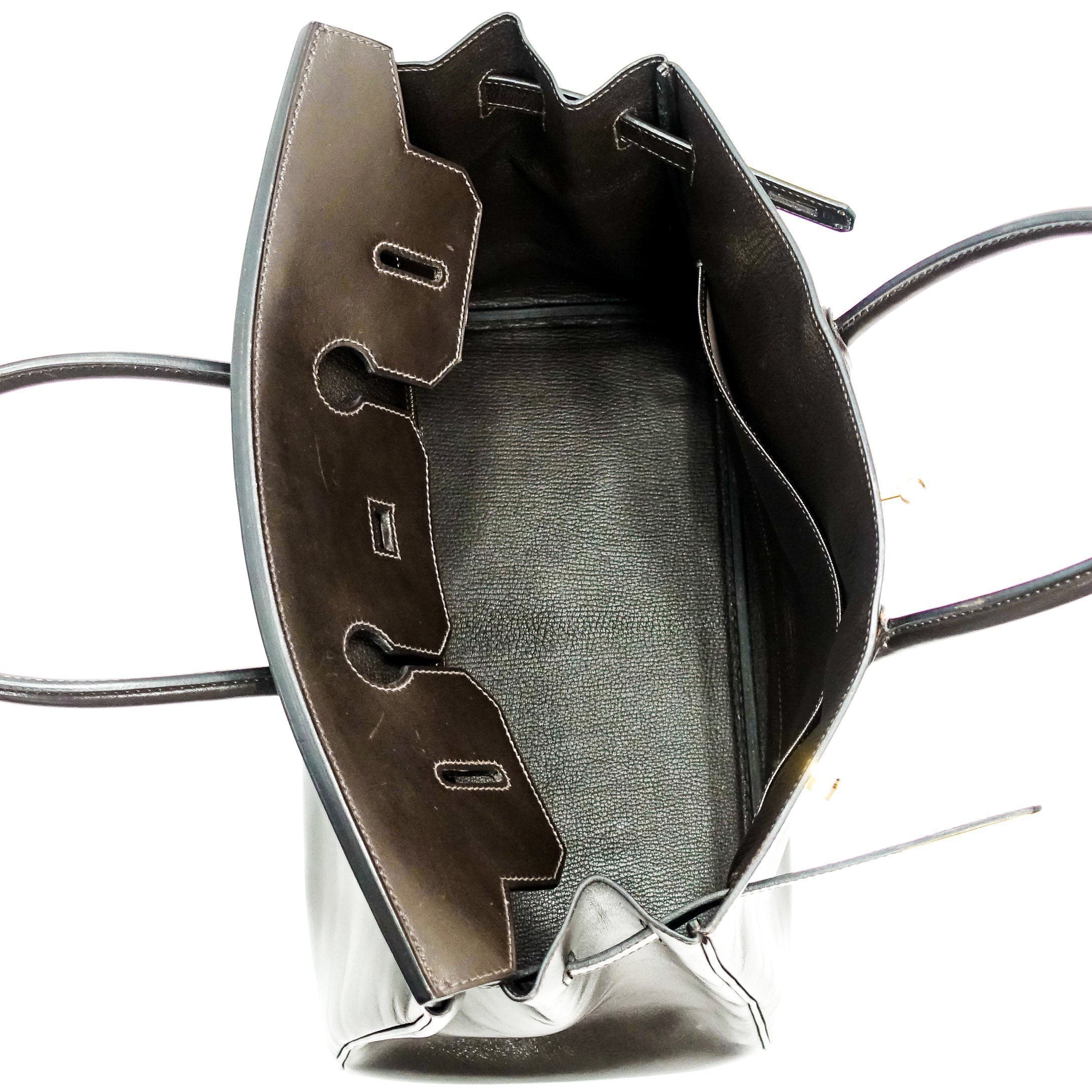 Hermes Chocolate Brown Box Leather Birkin 35