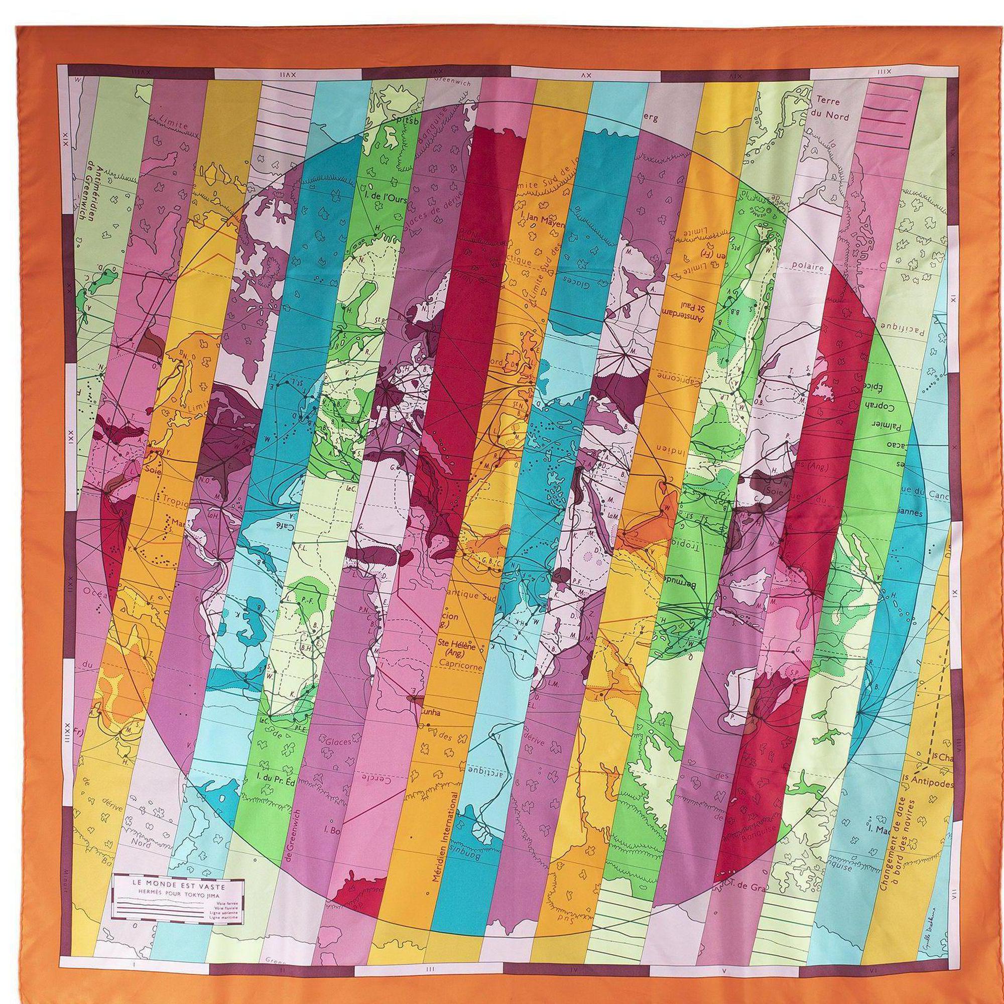 Hermes "Le Monde Est Vaste" Silk Scarf