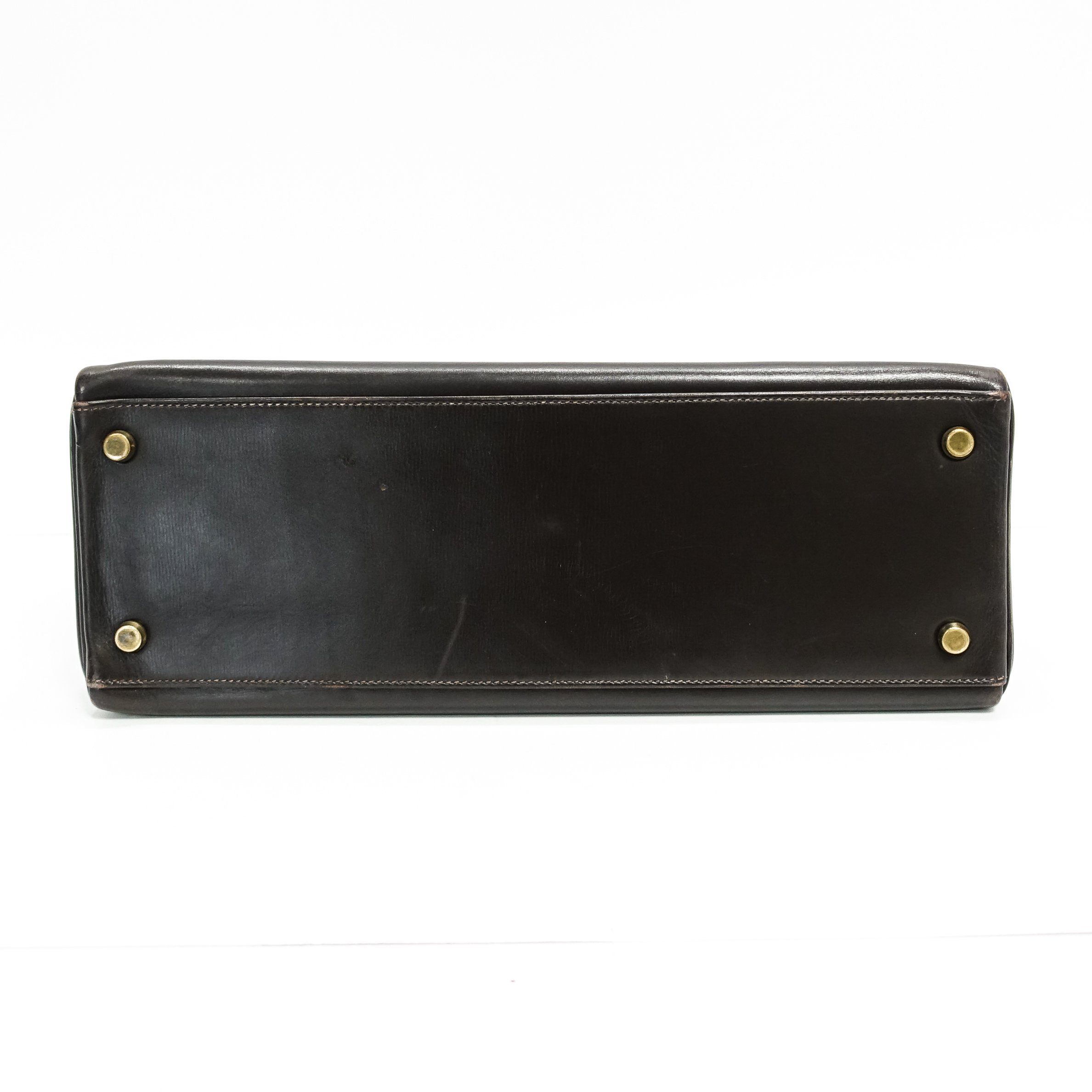 Hermes Vintage Chocolate Brown Box Leather Kelly 32