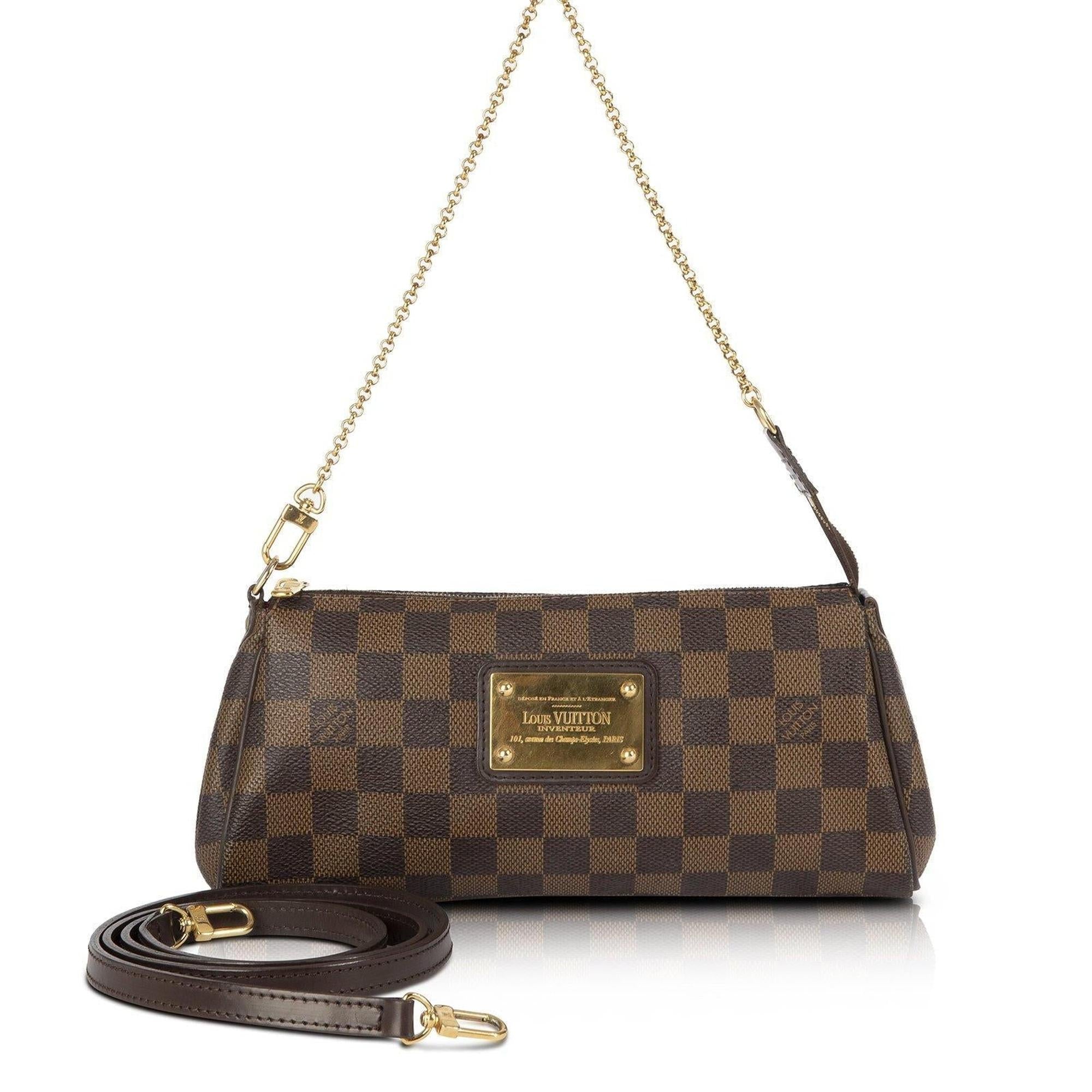 Louis Vuitton Damier Ebene Eva Clutch w/ Shoulder Strap