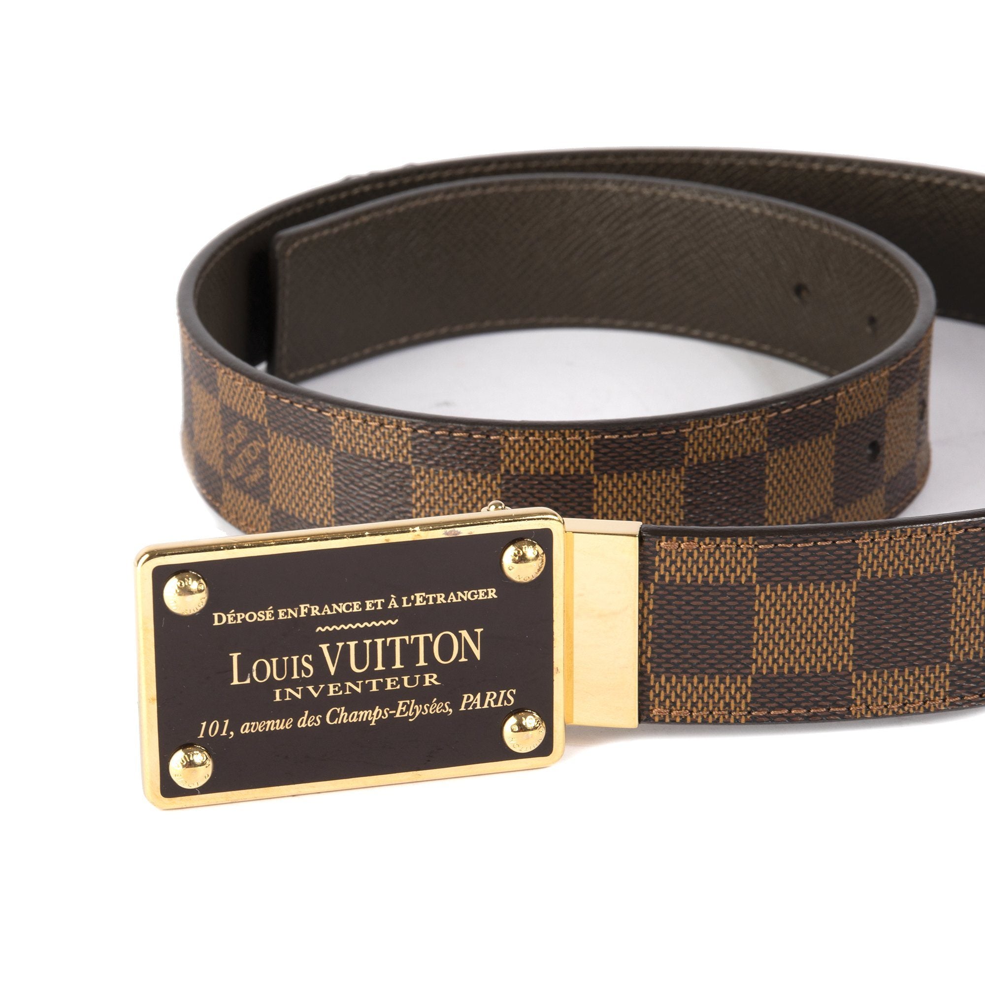 Louis Vuitton Damier Ebene Inventeur Reversible Belt w/ Box