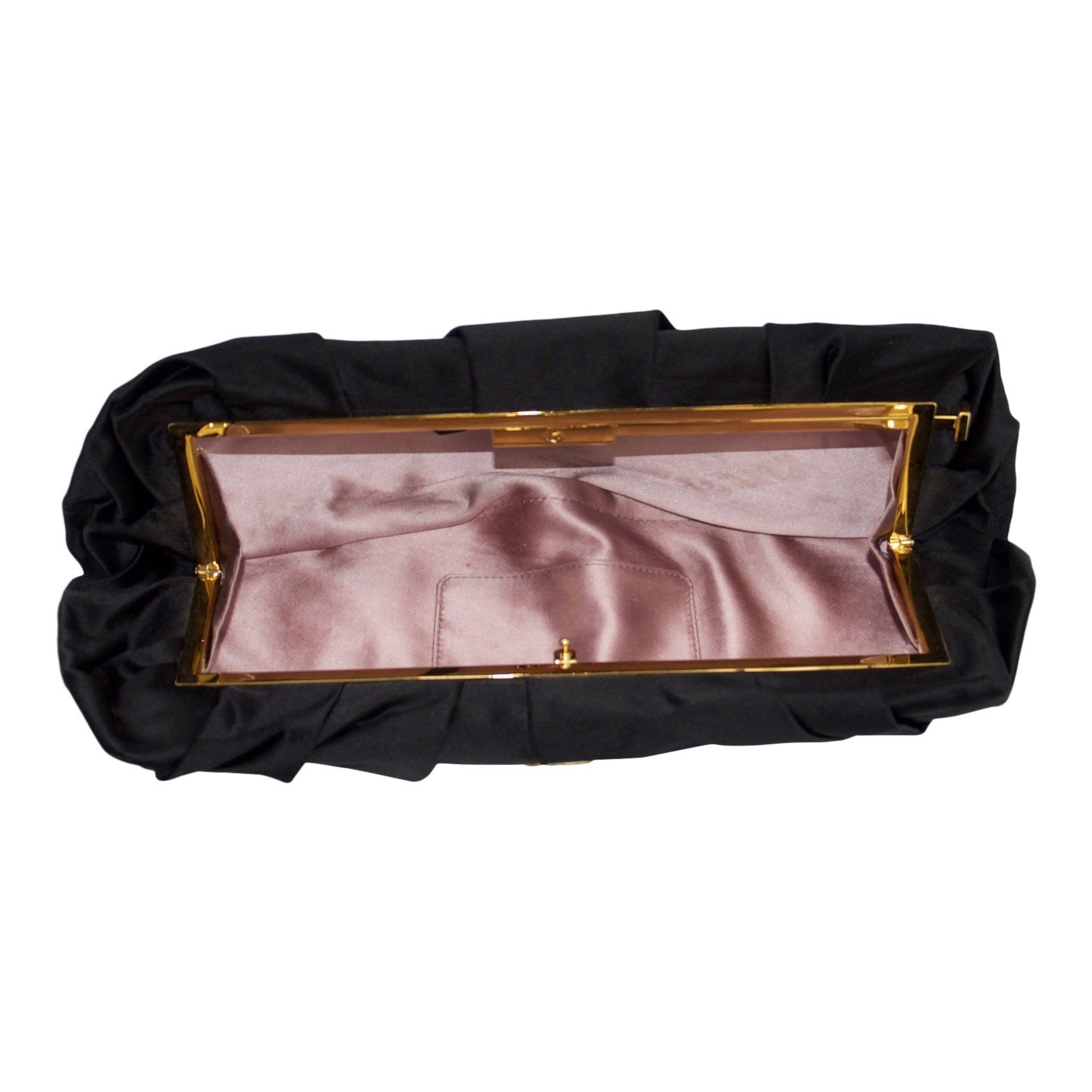 Prada Black Pleated Raso Clutch
