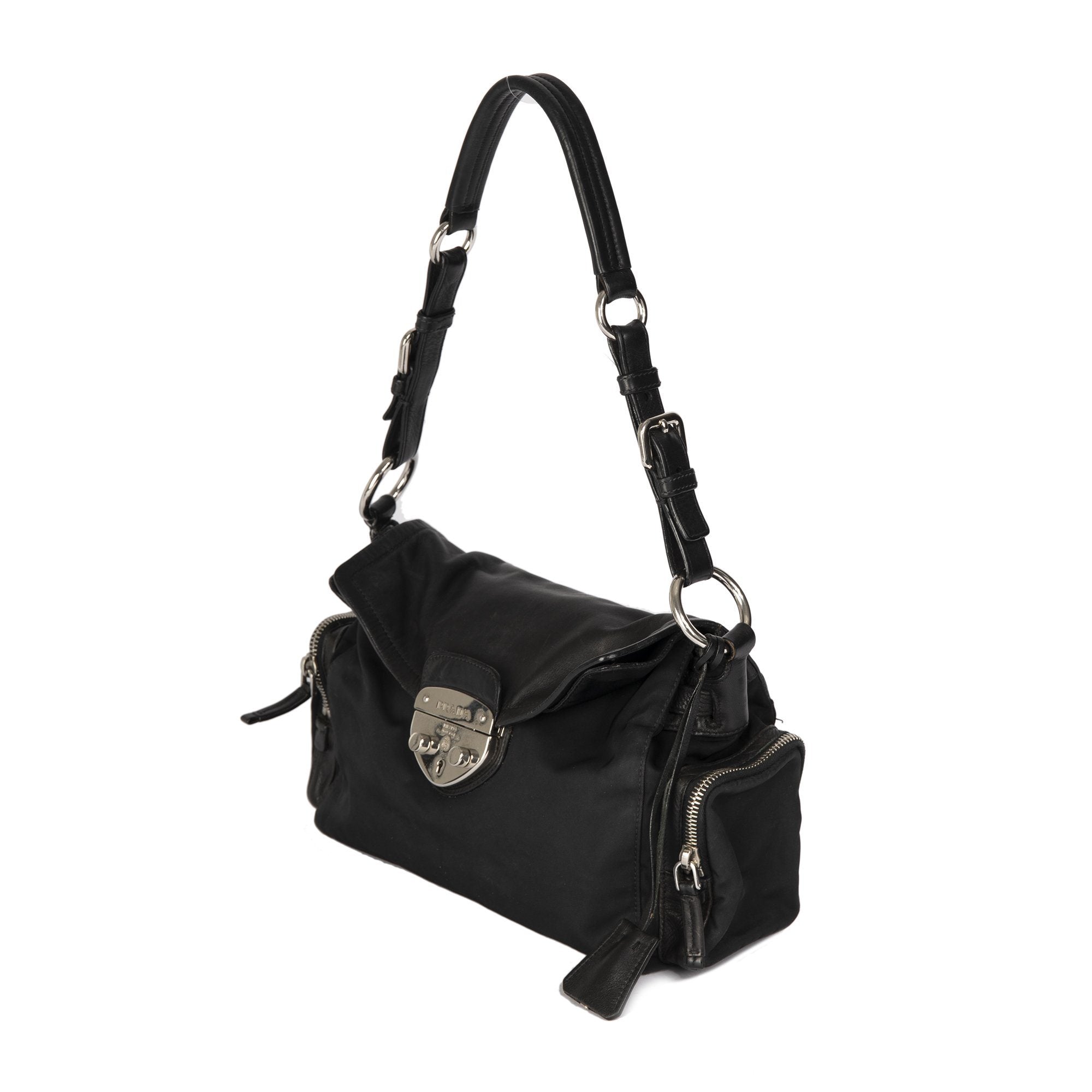 Prada Easy Tessuto Leather-Trimmed Bag