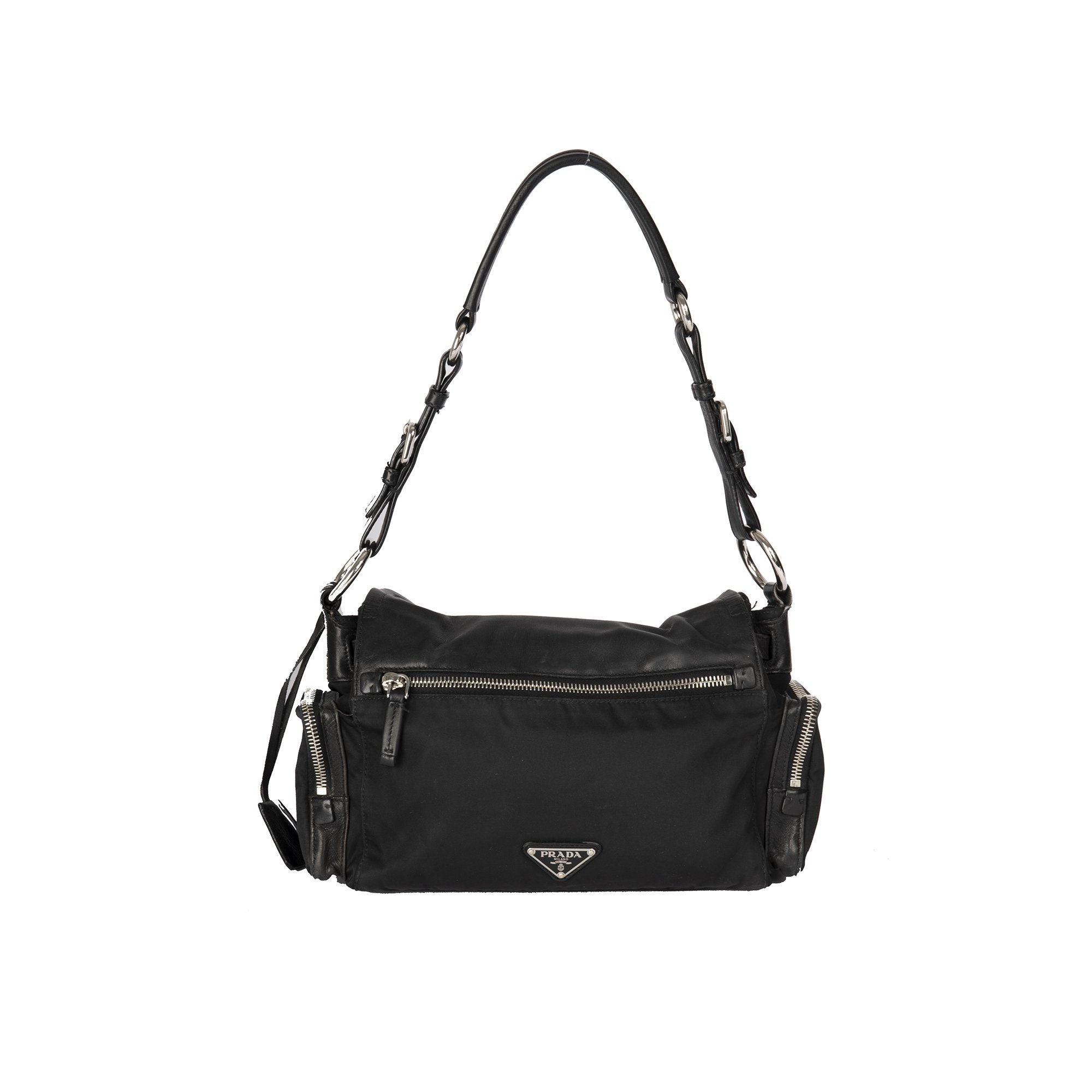 Prada Easy Tessuto Leather-Trimmed Bag
