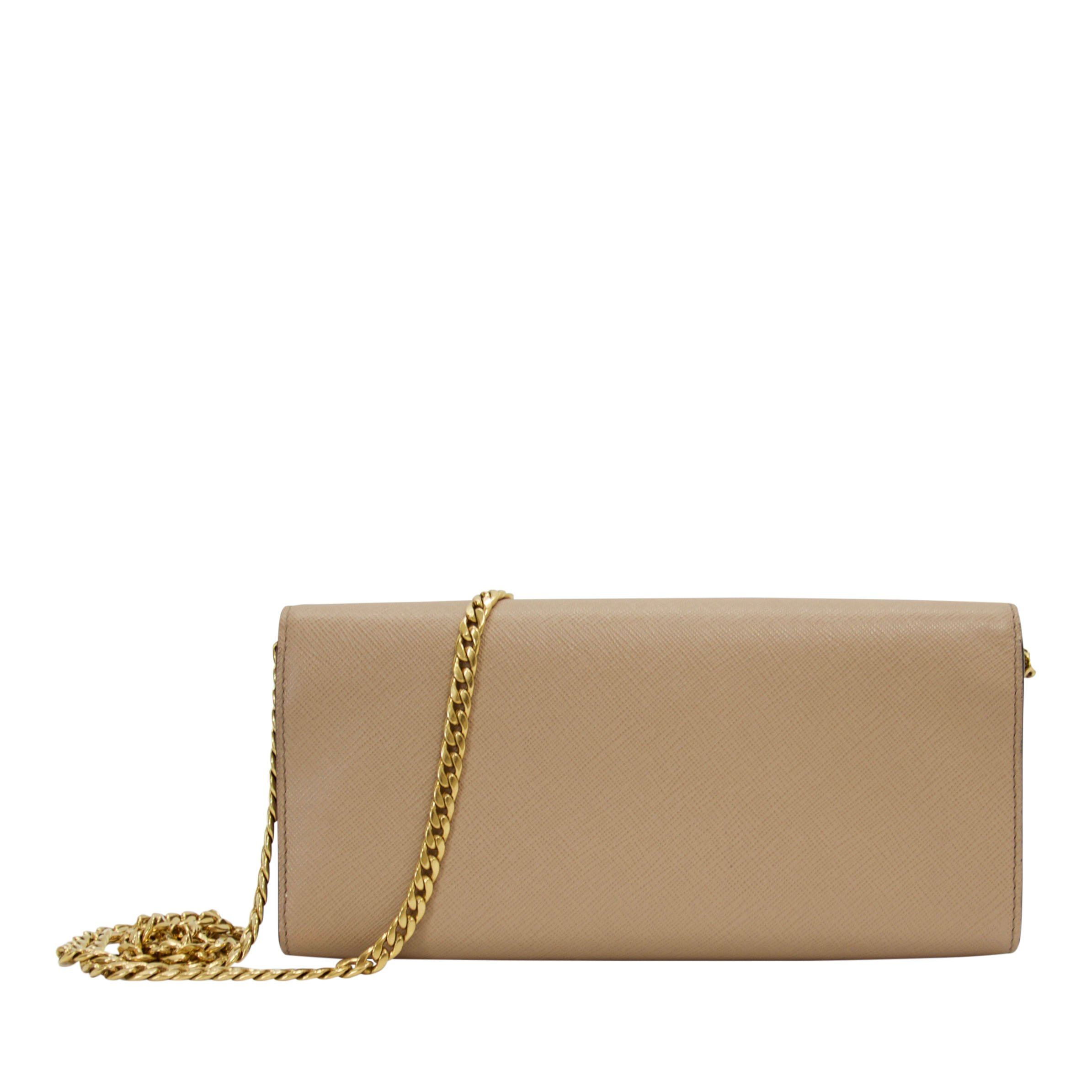 Prada Saffiano Frame Clutch with Chain