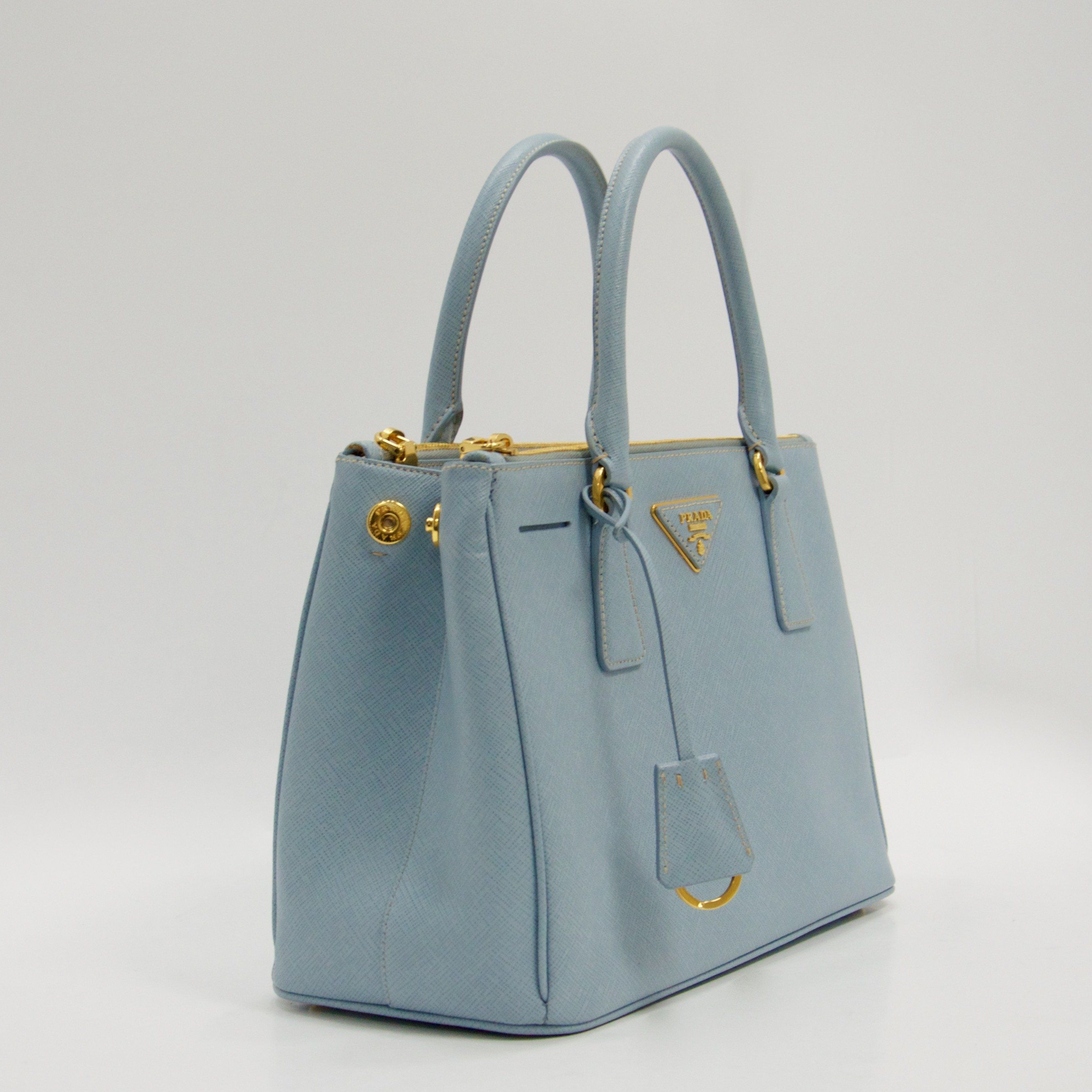 Prada Small Saffiano Lux Double Zip Tote