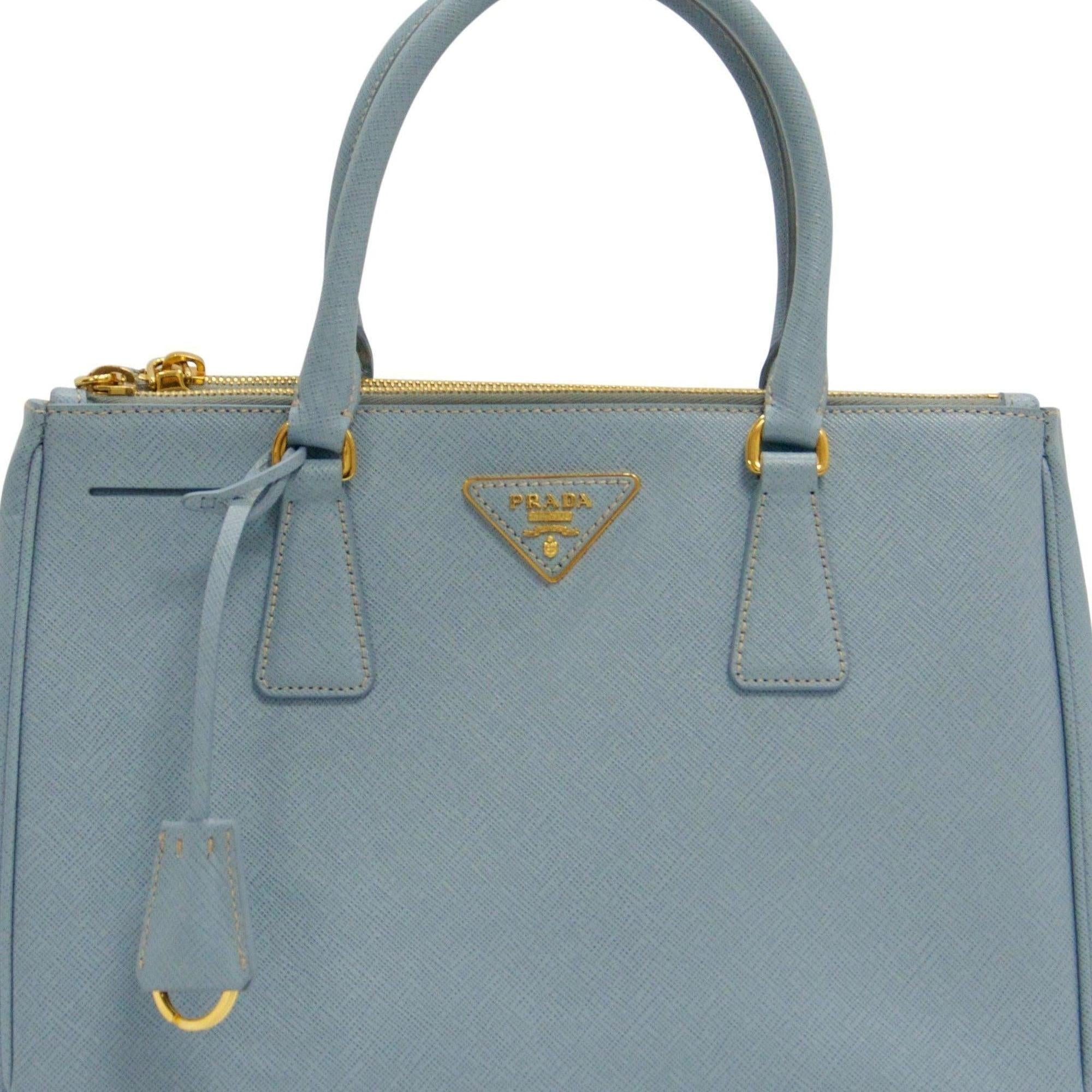 Prada Small Saffiano Lux Double Zip Tote