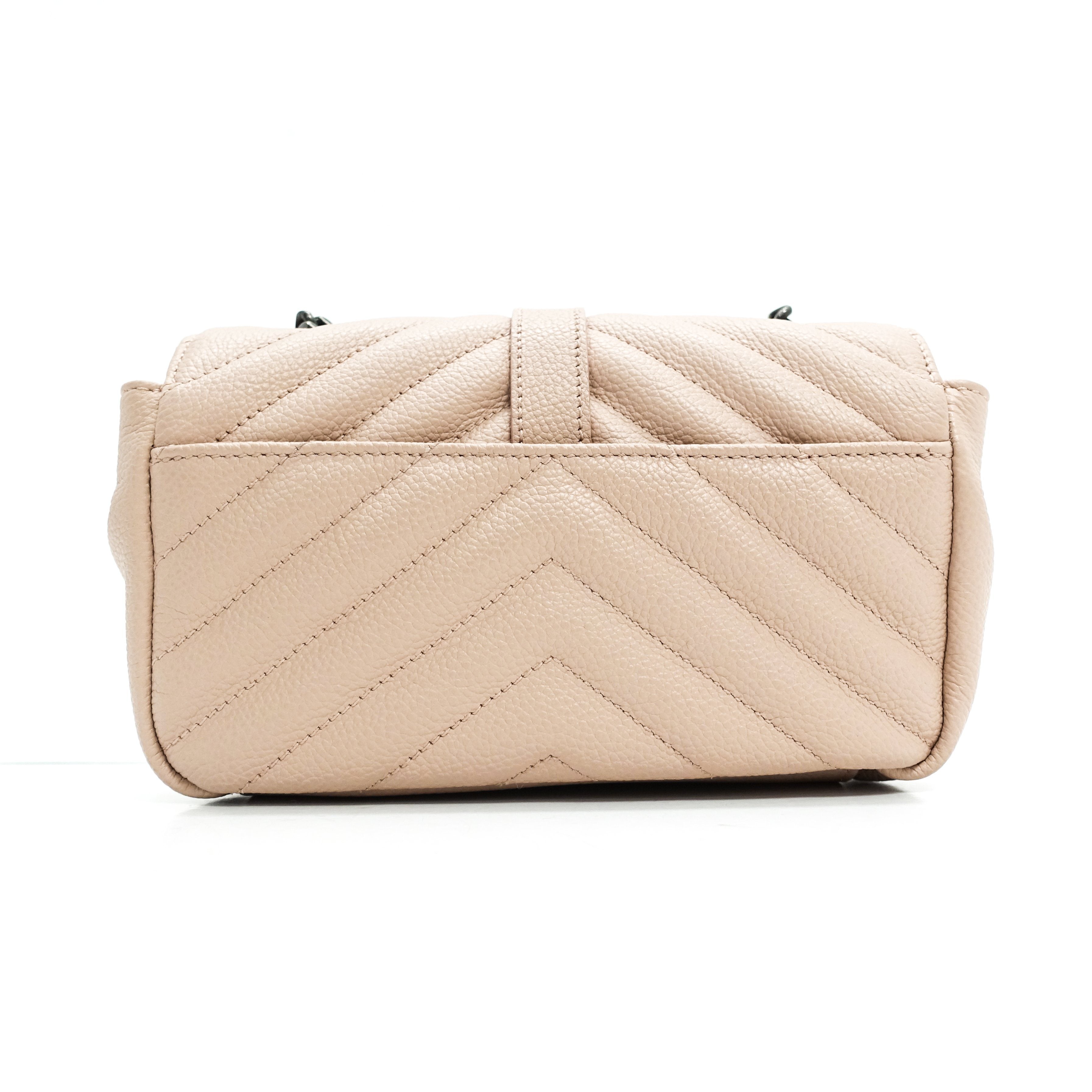 YSL Pink Wallet Baby Chain Matelasse Chevron Monogram Crossbody Bag