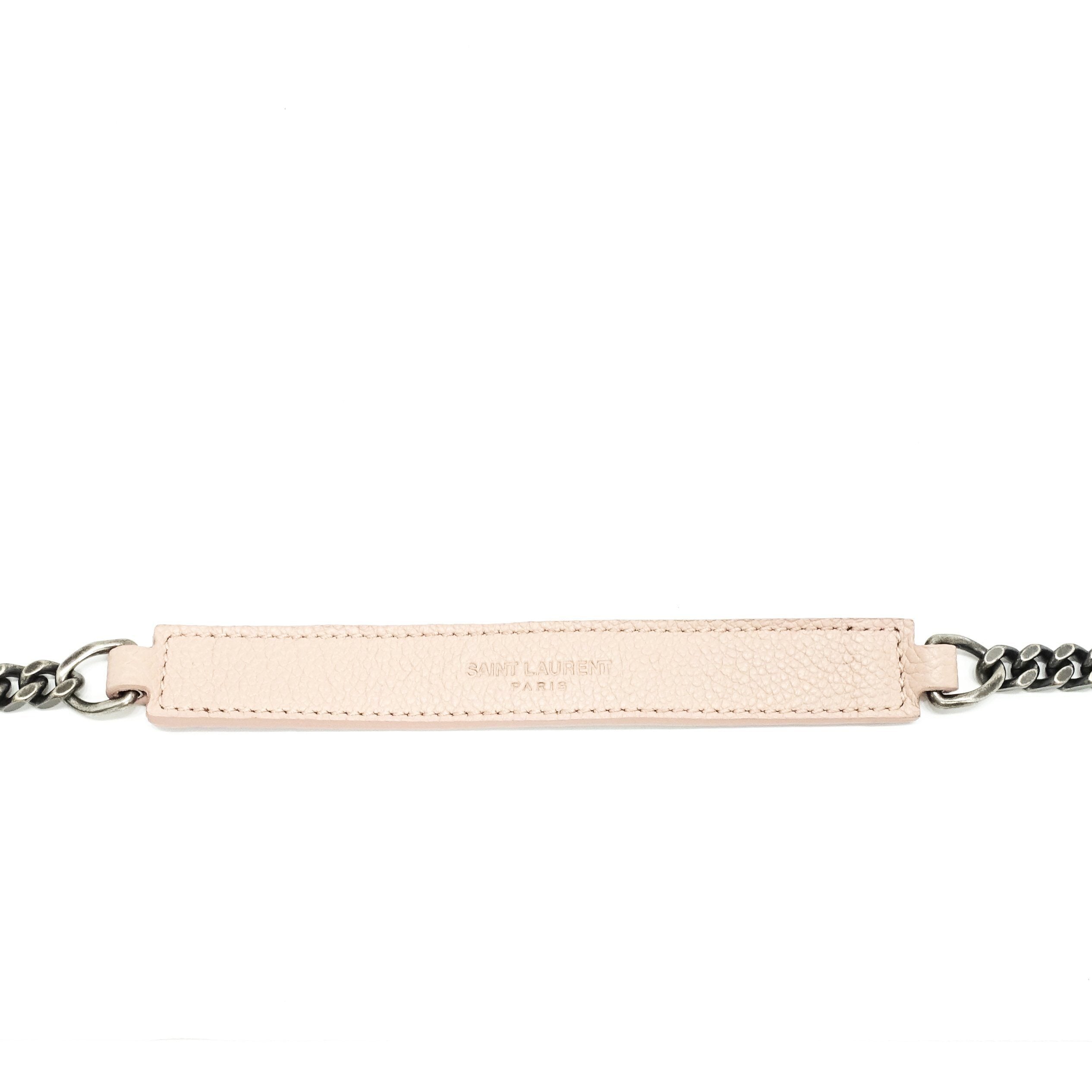 YSL Pink Wallet Baby Chain Matelasse Chevron Monogram Crossbody Bag