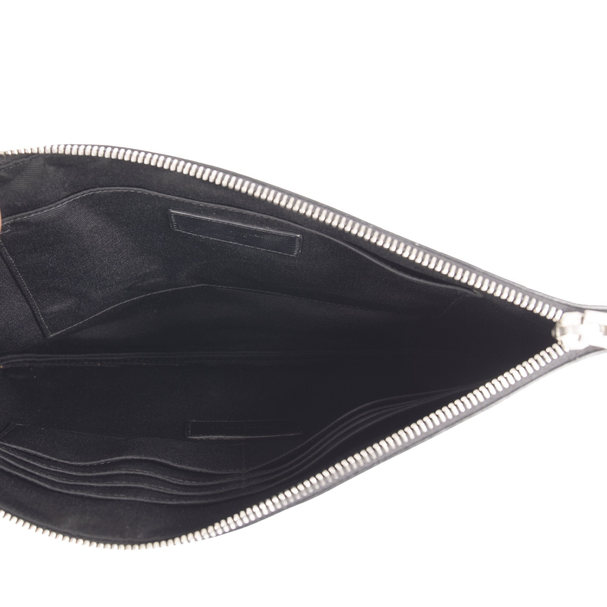 Yves Saint Laurent Crocodile Embossed Zip Pouch