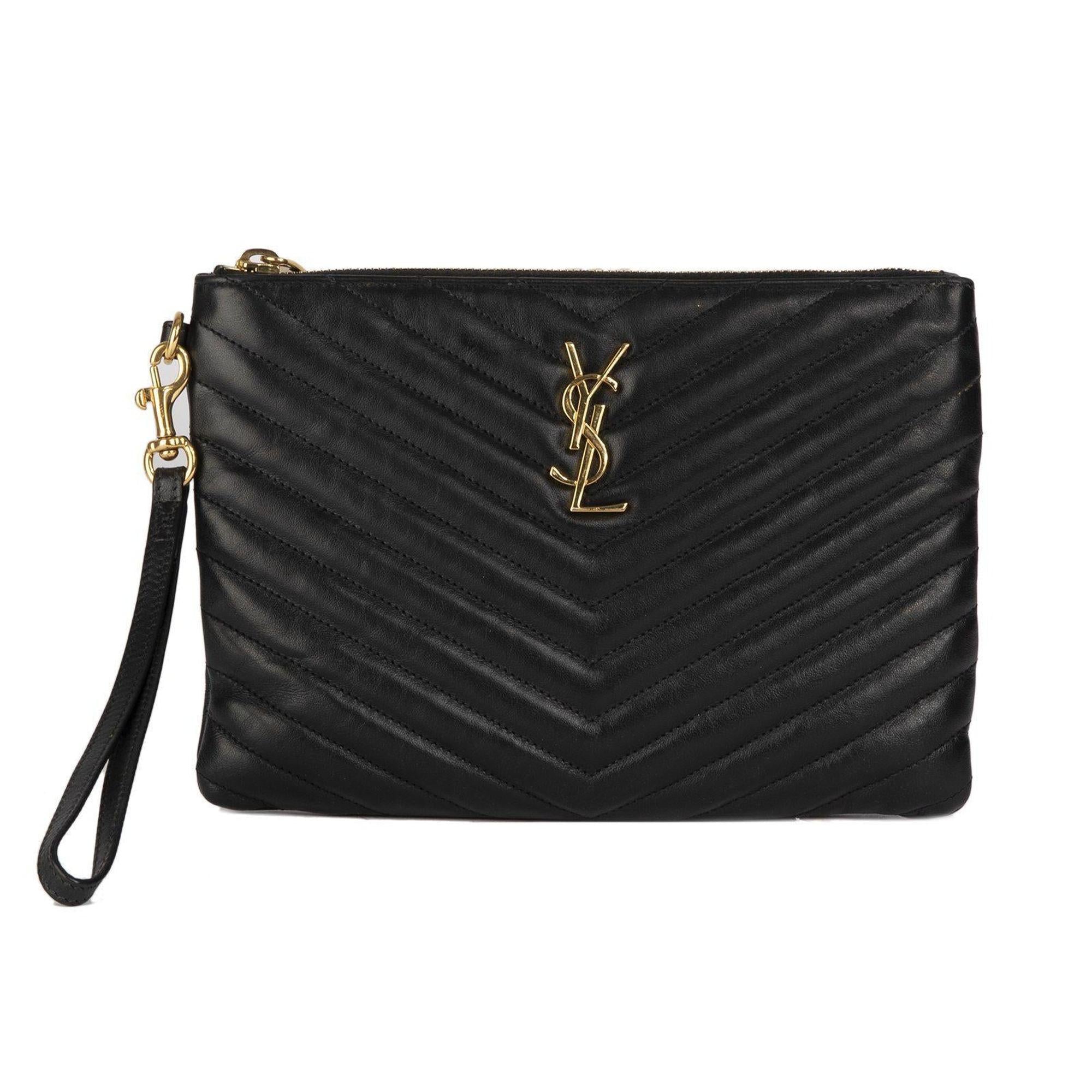Yves Saint Laurent Matelasse Monogram Wristlet Pouch